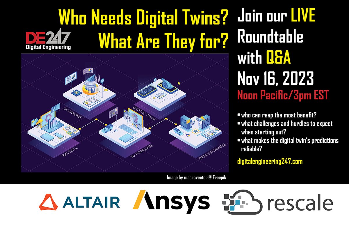 Join us in this not-to-miss webinar with @DEeditor to hear Altair's @keshavsundaresh dive into all things #digitaltwin. #OnlyForward bit.ly/3MHuLYD