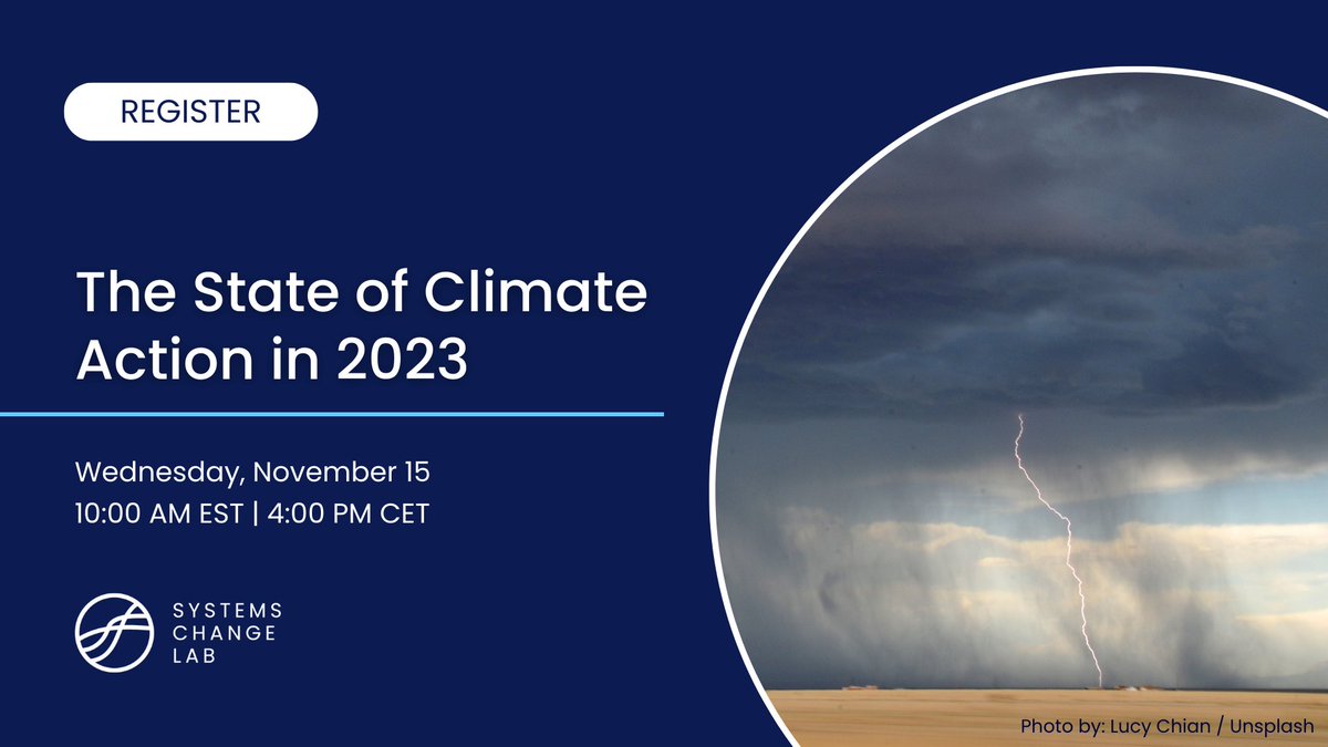 Join us on Nov. 15 for the launch of the #StateOfClimateAction 2023. Findings from the upcoming report provide a comprehensive, sector-by-sector roadmap to rapidly cut GHG emissions, scale up carbon removal and increase climate finance. ➡️ wri.zoom.us/webinar/regist…