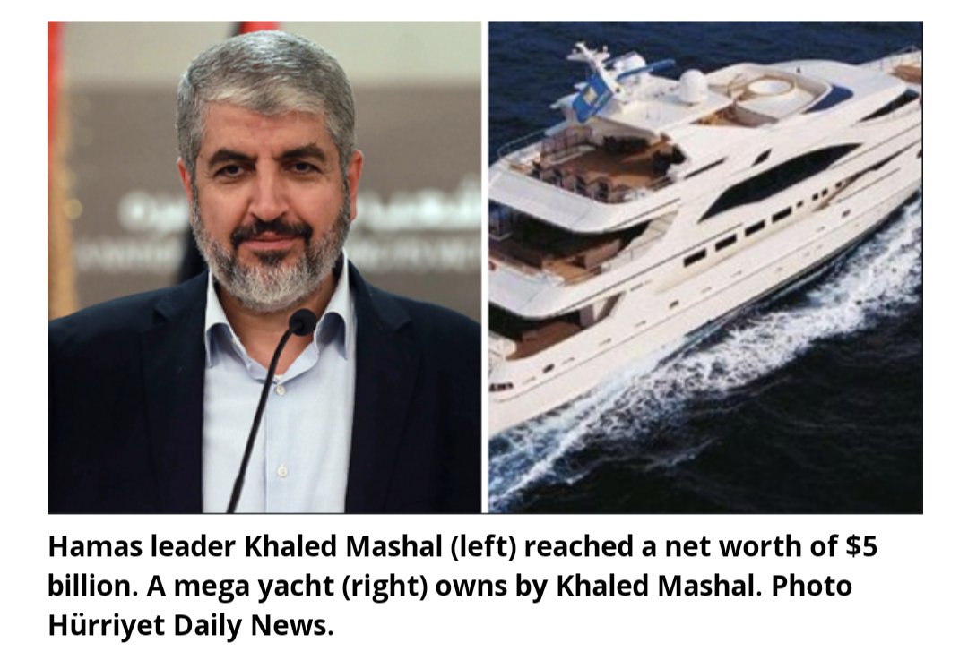 Congratulations to Hamas leader Khaled Mashal for reaching a net worth of $5 billion 🤑

He and his family are in Qatar 🇶🇦 Dying in Gaza is only for peasants.