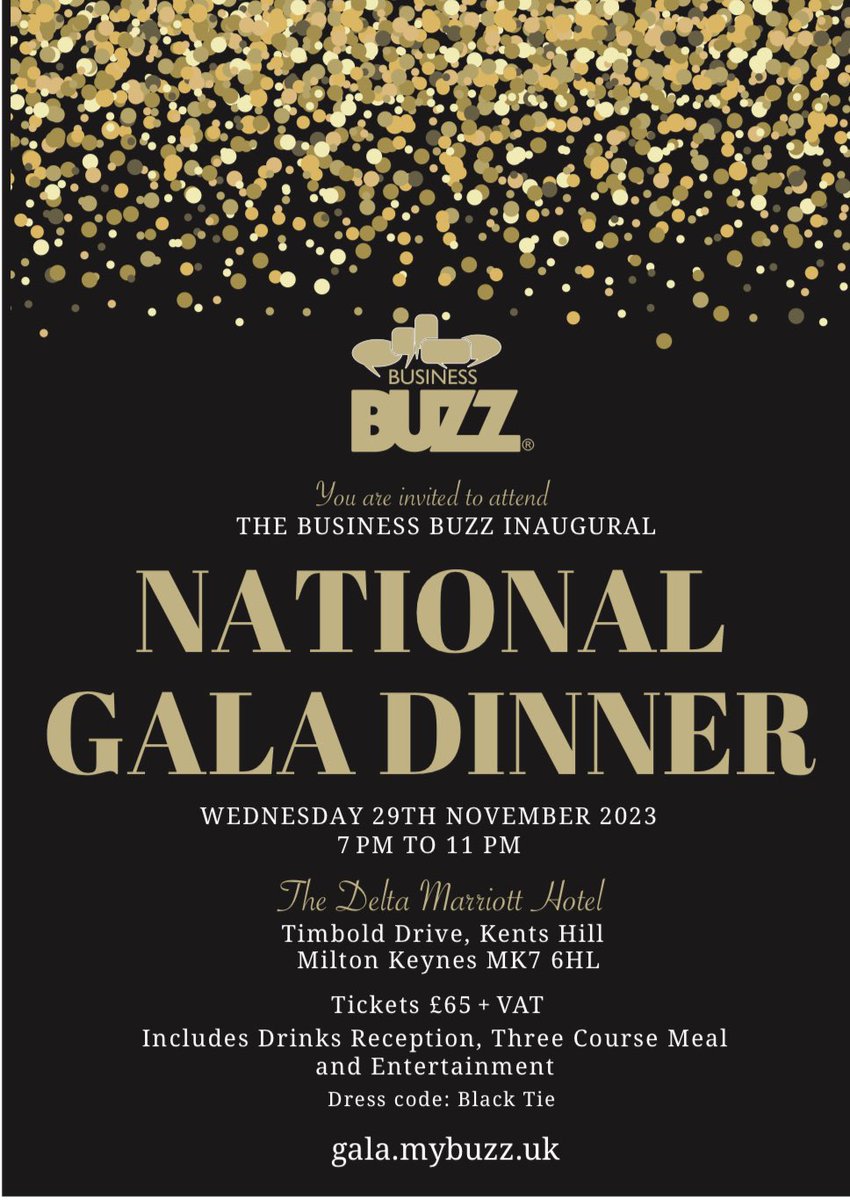 Calling ALL networkers!! Come and join us at the Business Buzz Network Gala dinner where you can party away whilst networking. 
Partners and colleagues very welcome.
Simply click to book your tickets:
Gala.mybuzz.uk
#networking  #christmasparty  #galadinner #BusinessBuzz