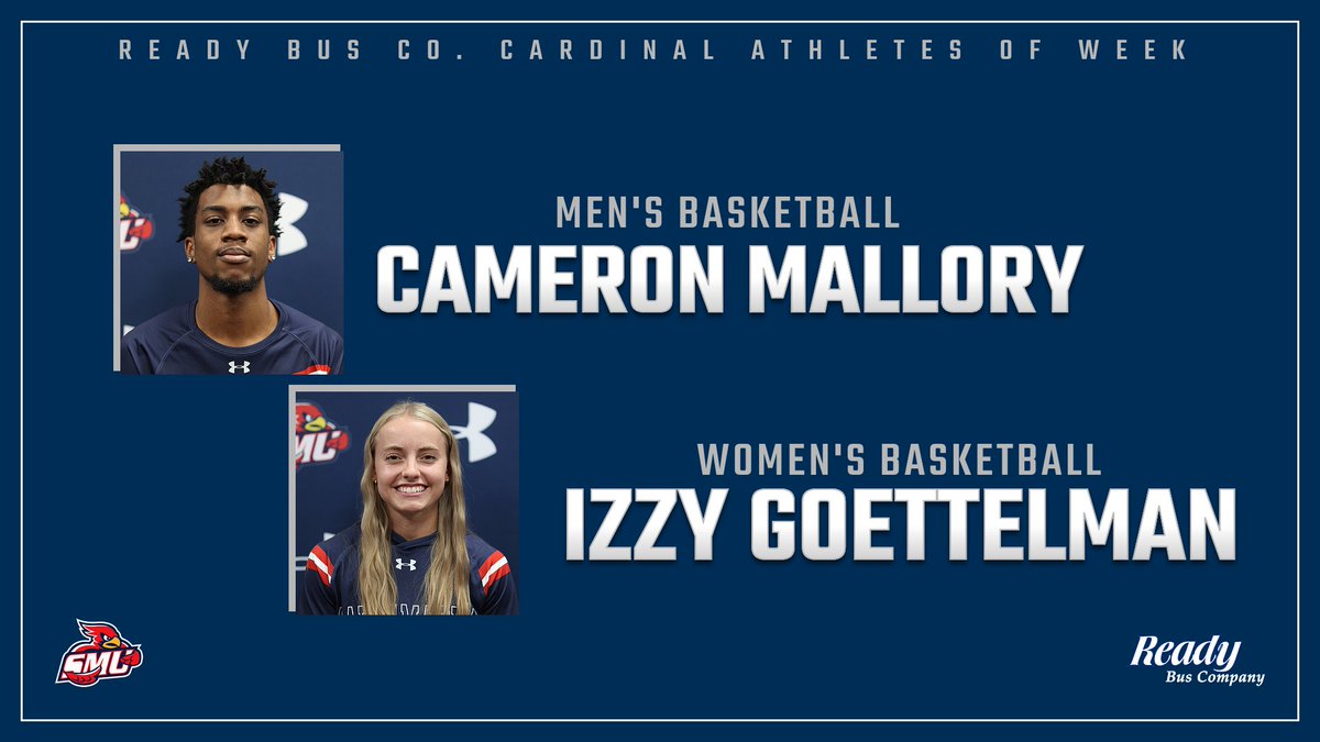 SMUMN Athletics (@smumnathletics) on Twitter photo Congrats to this week's Ready Bus Co. Cardinal Athletes of the Week: <a href="/SMUMN_Hoops/">SMUMN Men's Basketball</a>' Cameron Mallory & <a href="/saintmarys_wbb/">SMUMN Women's Basketball</a>'s Izzy Goettelman! Mallory averaged 15.5 ppg—including a career-high 20-point night vs. UW-P—while Goettelman posted a double-double of 20 pts & 13 rebs. v. MLC! Congrats to this week's Ready Bus Co. Cardinal Athletes of the Week: <a href="/SMUMN_Hoops/">SMUMN Men's Basketball</a>' Cameron Mallory & <a href="/saintmarys_wbb/">SMUMN Women's Basketball</a>'s Izzy Goettelman! Mallory averaged 15.5 ppg—including a career-high 20-point night vs. UW-P—while Goettelman posted a double-double of 20 pts & 13 rebs. v. MLC!
