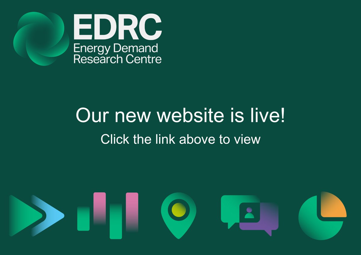 Have a browse of our brand-new website for the Energy Demand Research Centre (EDRC). edrc.ac.uk Find out about our team, themes, projects & upcoming launch event. Launch registration here: bit.ly/3QOJOT5. Follow our social media for more upcoming posts!