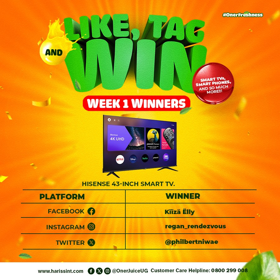 OnerJuiceUg's tweet image. Big congrats! 🎉🎊Here's our week one winners. Thank y'all for being a part of the Oner online community. #OnerFreshness