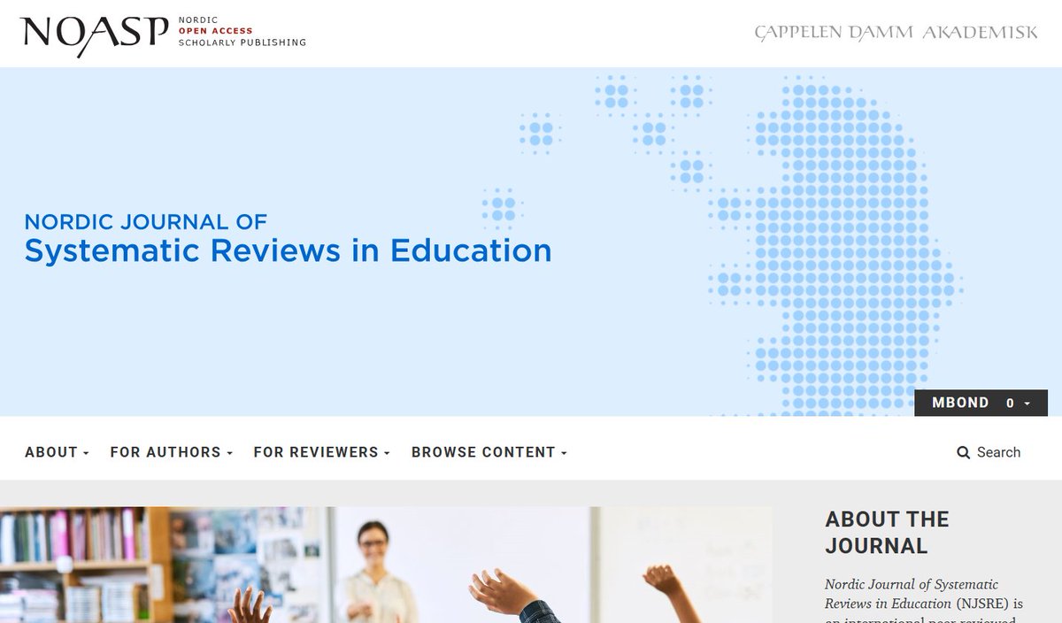 Are you looking for somewhere to submit your #SystematicReview protocol or article? Then why not consider the new #OpenAccess journal <a href="/NJSRE_KSU/">NJSRE</a> led by <a href="/kunnskapssenter/">Kunnskapssenter for utdanning</a>. No APC 🙌🥳

Find out more here: noredreviews.org/index.php/NJSR…

#EvidenceSynthesis #PhDChat #AcademicTwitter