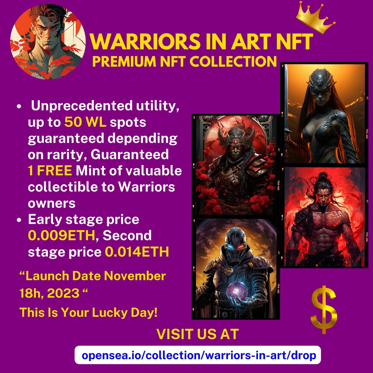 To celebrate  the partnership between
@warriorsinart
x
<a href="/Hyena_Coin/">Sahara.social 🏜️</a>

We are giving away  
 🎁 WL GIVEAWAYS 🎁
 🏆 5x WL spots from @warriorsinart 
 🏆 5x WL spots from <a href="/Hyena_Coin/">Sahara.social 🏜️</a> 

 How to enter
1⃣Follow @warriorsinart
2⃣ RT &amp; ❤️ this
3⃣ Tag 3 friends in comment
4⃣ Check drop on