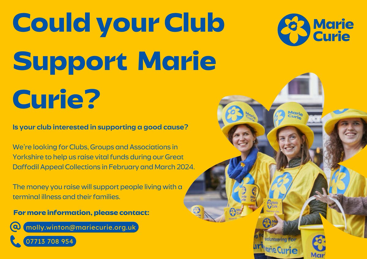 #Castleford and #Pontefract District #Lions, #Stainborough Rotary, #Barnsley Rockley Rotary and Vulcan #Rotary have all very kindly agreed to support us during our Great Daffodil Appeal collections in Feb/March 2024.

Could your club get involved too? We'd love to hear from you!