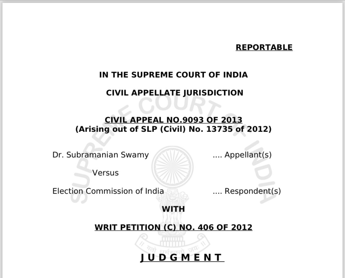 PratiharSurendr's tweet photo. #ProtestMarchOnECI
Subramanyam Vs ECI
SC Judgement Dt 8.10.2013
Para No 28,29
@SpokespersonECI @ECISVEEP https://t.co/G4zIecr3LA