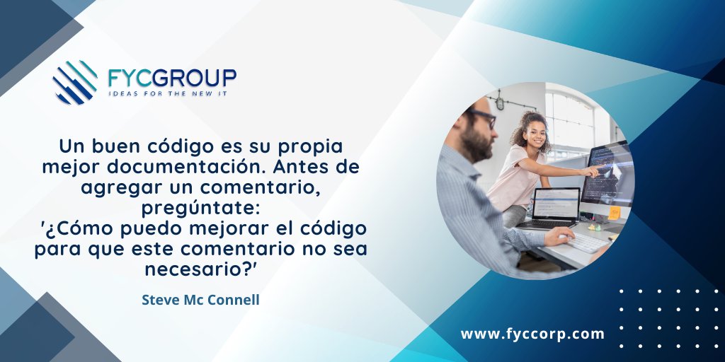 fycgroup's tweet photo. 📝"Un buen código es su propia mejor documentación. Antes de agregar un comentario, pregúntate: '¿Cómo puedo mejorar el código para que este comentario no sea necesario?'"#SteveMcConnell 

🐞Feliz inicio de semana🐞

#SoftwareTesting #TestingQuotes  #PruebasDeSoftware #Calidad https://t.co/HqU1hlPByz