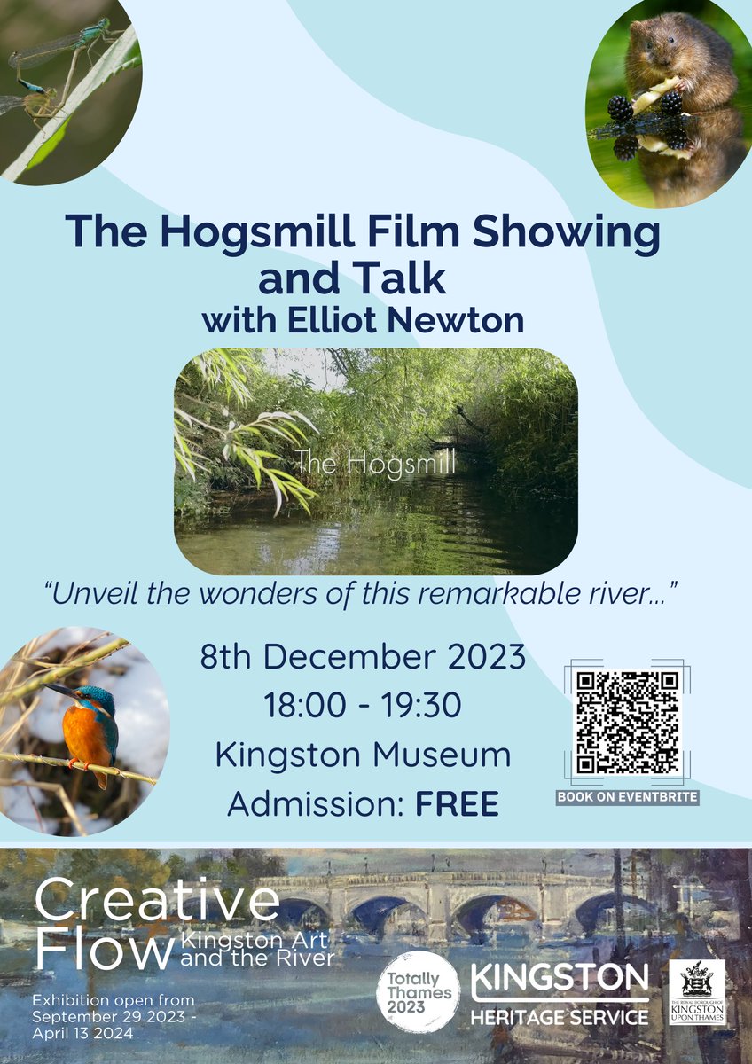 The Hogsmill serves as a crucial wildlife corridor, supporting a diverse ecosystem of fascinating creatures. Join Kingston's Biodiversity Officer, Elliot Newton, for an engaging talk that will unveil the wonders of this remarkable river.

Book here: 
eventbrite.co.uk/e/746945974517…