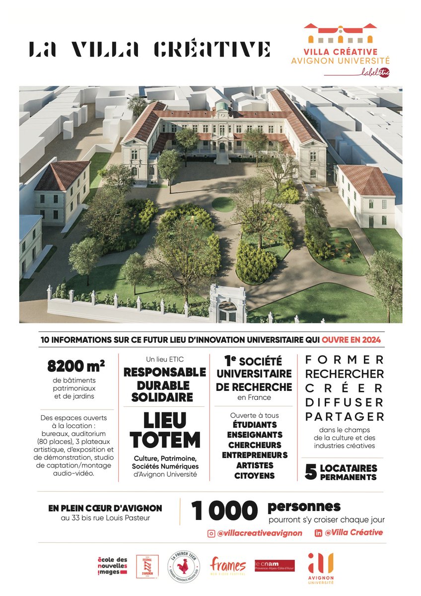 [Villa Créative, émergence d’un lieu universitaire au service de la culture et des industries créatives éco-responsables]
Avec Anne-Lise Rosier, co-fondatrice directrice de la Villa Créative <a href="/AvignonVilla/">Villa Créative Avignon</a> et Eve Lombart, administratrice du <a href="/FestivalAvignon/">Festival d'Avignon</a>, Femmes de Culture 2019