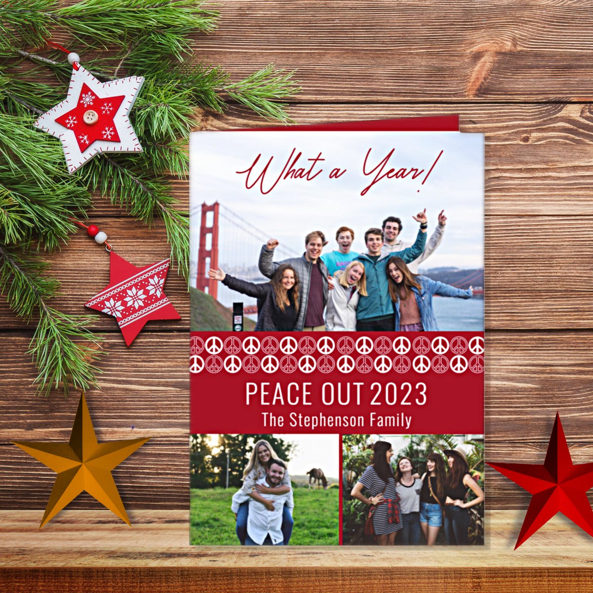 Holiday_Hearts's tweet image. Peace Out 2023 What A Year 3 Photo Collage - Red Holiday Card

zazzle.com/peace_out_2023…

#whatayear #peaceout #peaceout2023 #red #christmasphotocard #holidayphotocard #peacesigns #peacesymbols #folded cards #photocards #christmas #holiday #modern #scripttext #unique #zazzlemade