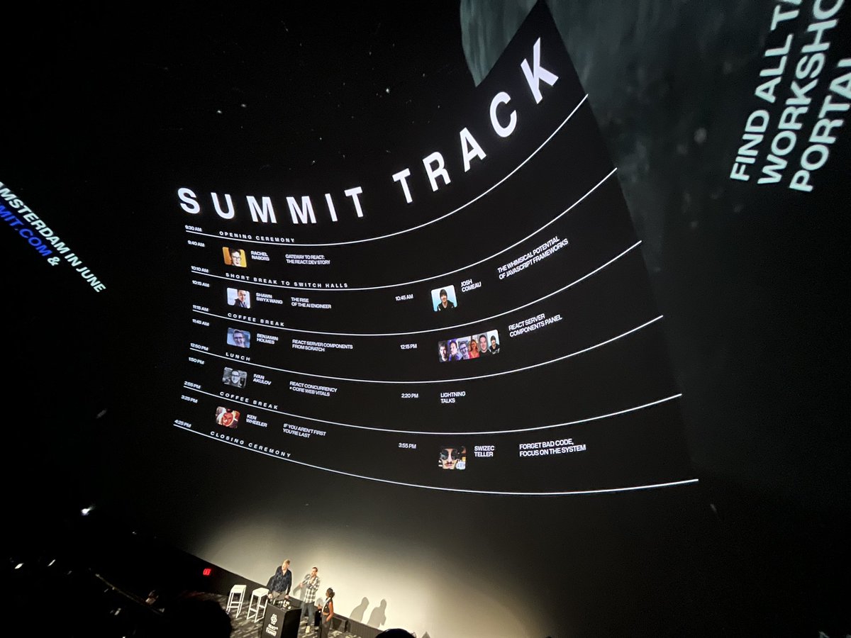 Swizec's tweet image. Hot damn planetarium venue 😲 #ReactSummitUS