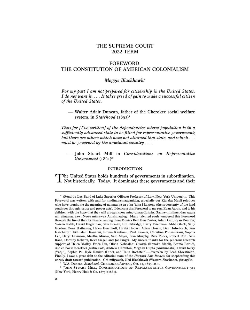 It has been the greatest honor of my career to write the Foreword for this term's @HarvLRev. I am grateful to have been able to tell this story and to tell it from the heart in such a prominent forum. As always, I dream of a day when words can change minds and hearts--and worlds.