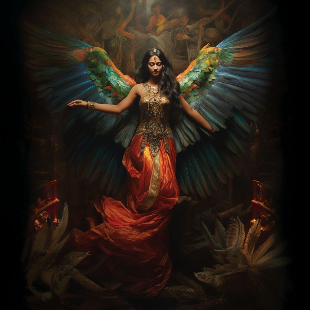 world_mythos's tweet photo. Byangoma, also known as Byangomi, are mythical birds in Bengali folklore. They have human faces and are wise creatures that can predict the future. These legendary birds help deserving individuals in Thakurmar Jhuli fairytales. #BengaliFolklore #MythicalBirds https://t.co/BIocNMT1BE