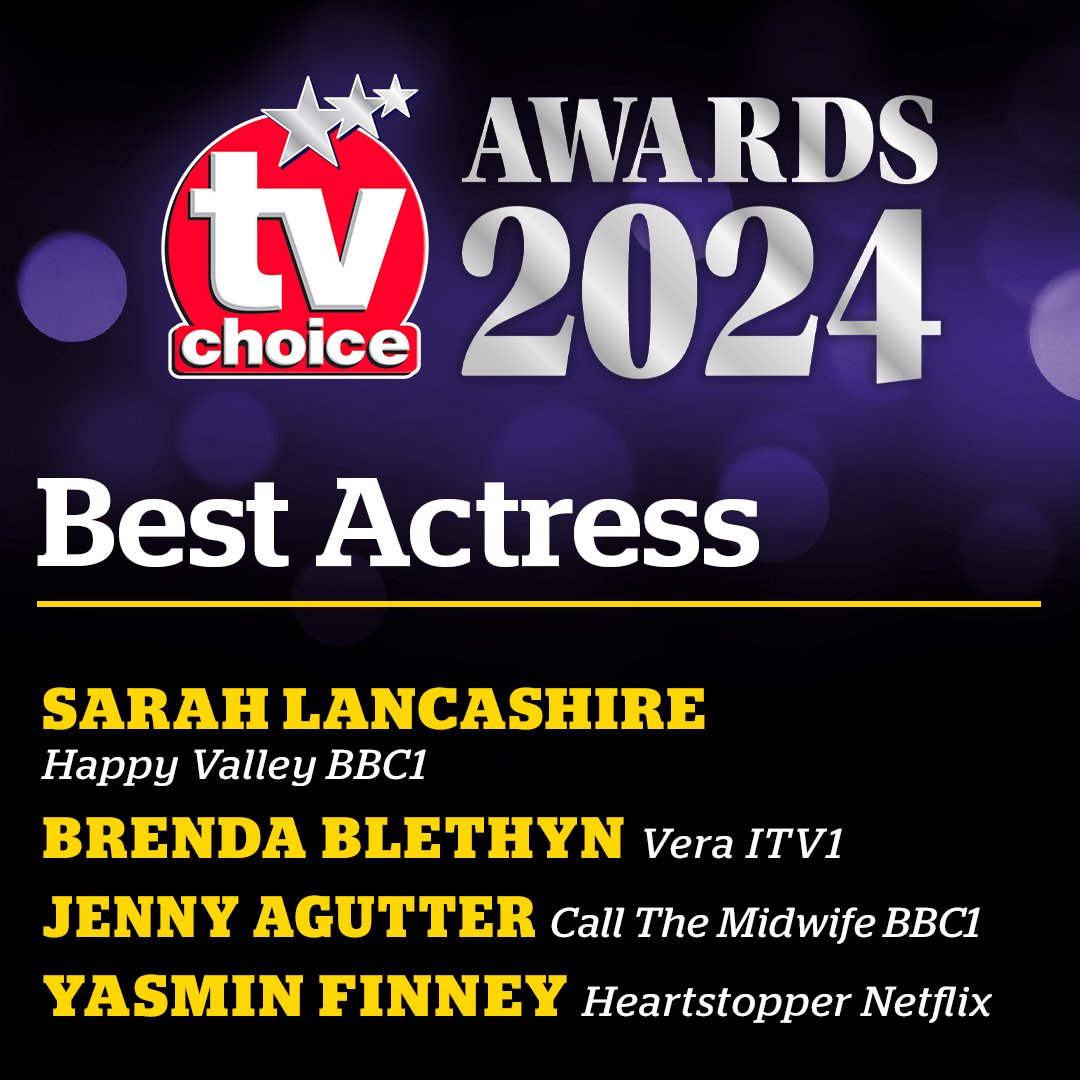 Voting in the 2024 #tvchoiceawards shortlist closes at midnight TOMORROW! Who will win BEST ACTRESS? CLICK HERE TO VOTE NOW tvchoicemagazine.co.uk/vote @BBCOne @ITV @NetflixUK @BrendaBlethyn @Yazdemand