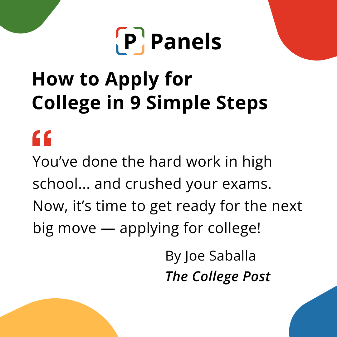 PanelLogic's tweet image. It&apos;s never too early to start planning for next year&apos;s college admissions. Follow these 9 simple steps from Joe Saballa to make the process as smooth as possible: vist.ly/iazb 

#collegeapplication #ProjectManagementMastery #PanelsApp #SpecialPreview