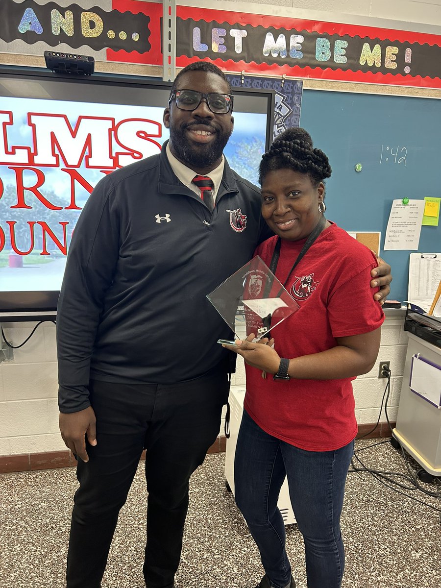 We also delivered a crystal plaque to our Teacher of the Year, Yolanda Allen!  We are so proud of her and this is so well deserved! Congratulations Mrs.Allen again and we wish you the best of luck with the city-wide Teacher of Year competition!