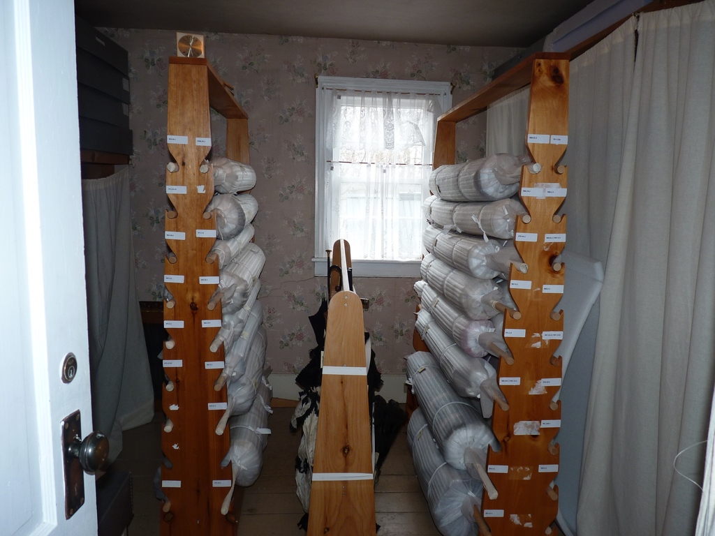 #Museum30 Day 13 – Storage. A look at how the quilt collection is stored! Storage is a constant challenge, so the Oshawa Museum is constantly seeking creative solutions for these challenges, such as rolled storage.