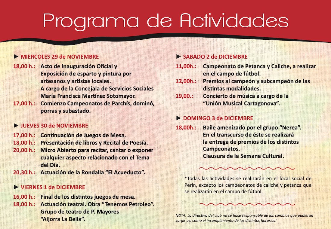 Concierto de la #UMC en la Semana Cultural de #Perín.
La Semana Cultural de Perín cuenta con la colaboración de la Concejalía de Participación Ciudadana del <a href="/AytoCartagenaES/">Ayuntamiento de Cartagena</a> 
El concierto de la #UMC tendrá lugar el 2 de diciembre a las 19:00.