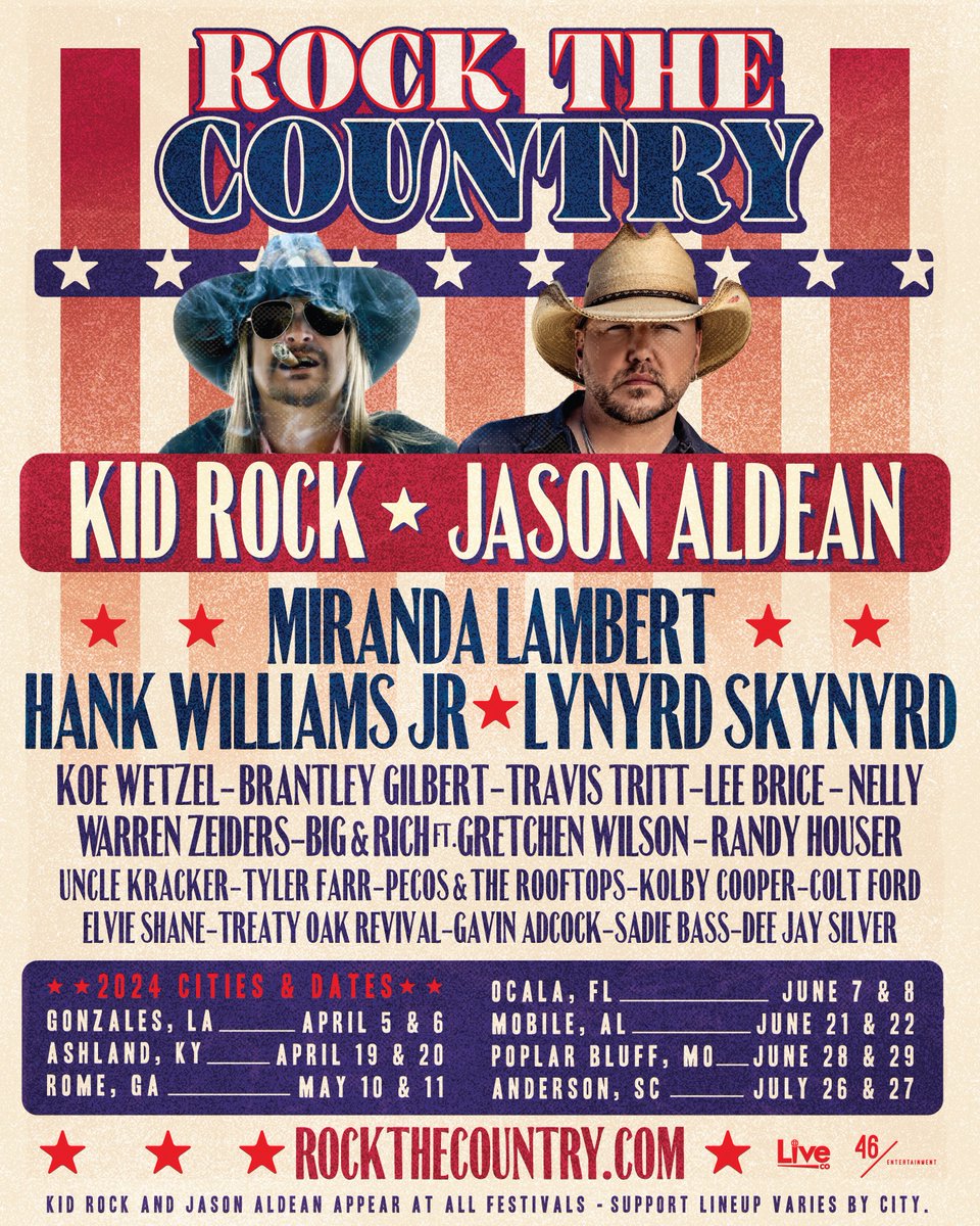 Are u ready to Rock The Country? We’re bringing 2 days of country music to 7 small towns across America! Tickets are on sale Friday at 10am CT at rockthecountry.com.