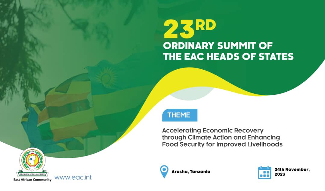 jumuiya's tweet photo. 📌 EAC Heads of State are set to convene for the 23rd Ordinary Summit of the EAC Heads of State.

🗓️ 24th November, 2023

📍 Arusha, Tanzania

https://t.co/wDtI8opGax

@pmathuki @EA_Bunge @EACJCourt https://t.co/0UNPOkWMe9
