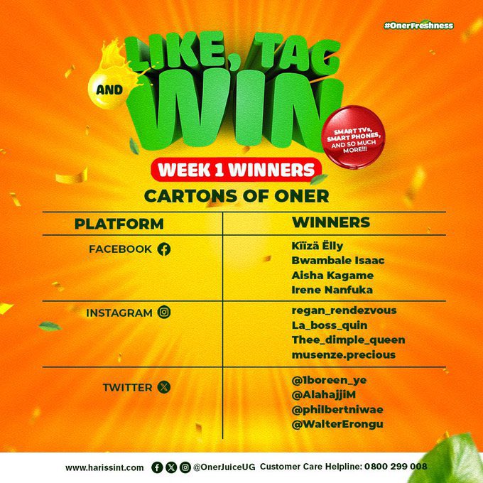 melanin5queen's tweet image. Yes , these are the lucky winners . It’s not too late for you to comment tag friends and win too with @OnerJuiceUg start by following their page today 🥳🥳🥹🥹
#OnerFreshness 
Congratulations 🎊🍾🎉