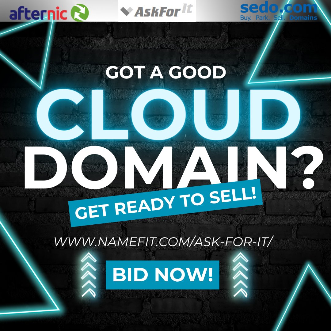 namefit1's tweet photo. Do you have any good #Cloud related #DomainName?

Make sure to showcase at: https://t.co/65PP4h7ttz

#NameFit #AskForIt #domainsforsale #domains #tech #AI #Computer #gaming #game #Afternic #Sedo #domainbroker #domain #DomainNameForSale #domainforsale #domainindia #domainname4sale https://t.co/GuYmTnWw85