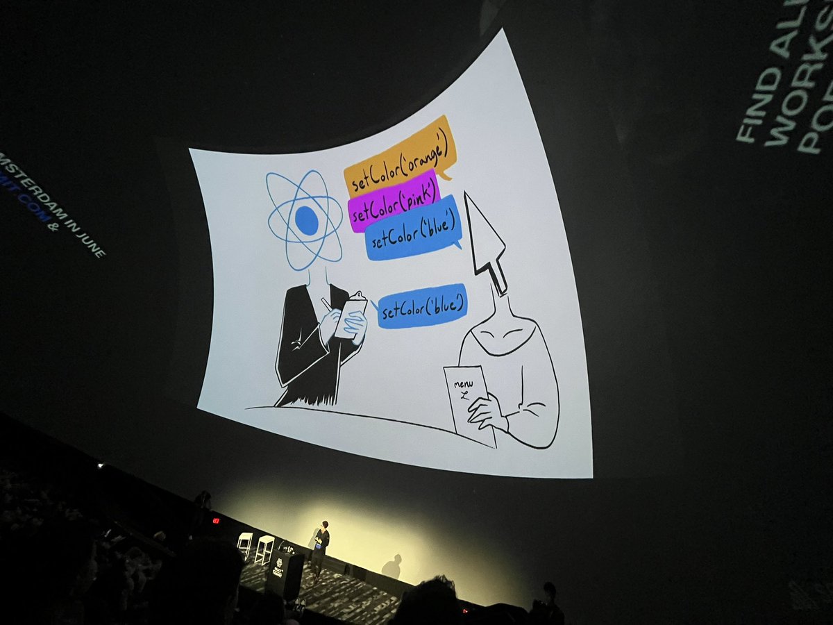 Swizec's tweet image. React Head by @rachelnabors #ReactSummitUS
