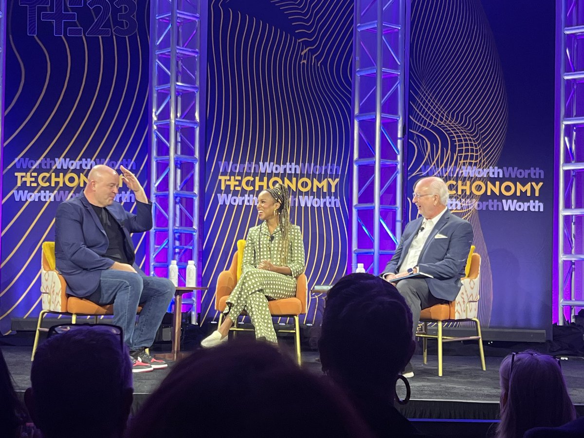 sarahkinbar's tweet image. @kerrywashington having a chat about AI today. Do u think there’s a way for any person to exercise consent over the use of their AI likeness? @VermillioHQ #techonomy23