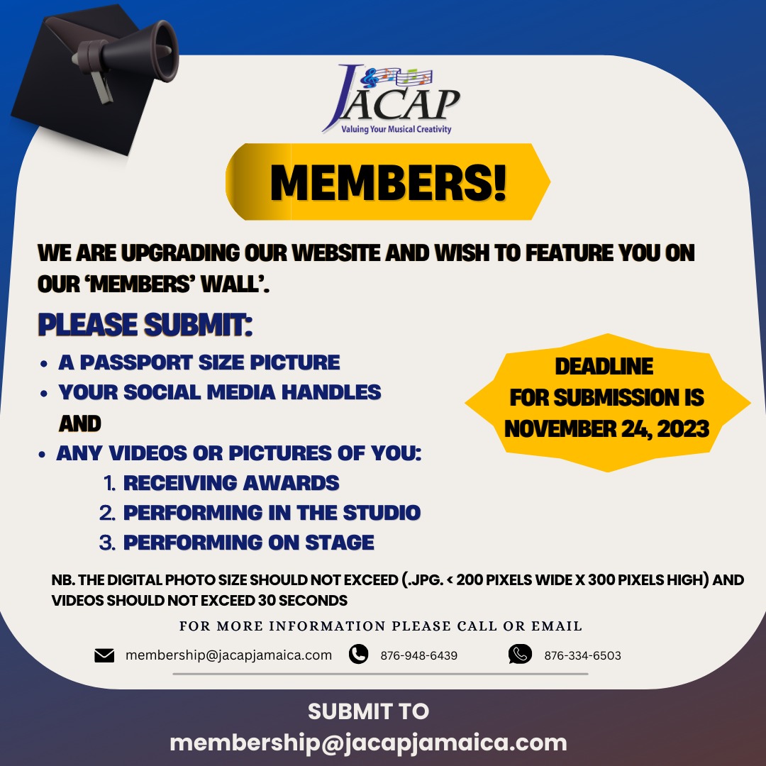 Calling ALL JACAP Members!
Please submit your photos and videos to membership@jacapjamaica.com
•
•
•
#website #jacap #upgrade #memberswall