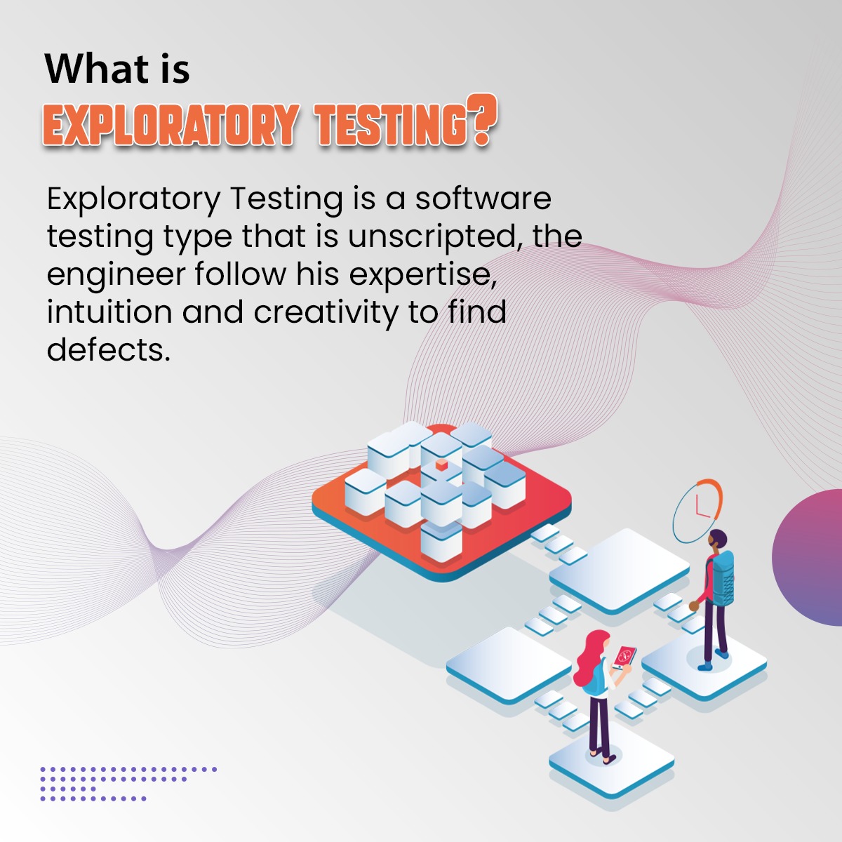 sdetunicorns's tweet image. Exploratory Testing is a software testing type that is unscripted, the engineer follow his expertise, intuition and creativity to find defects. 
#ExploratoryTesting #AdHocTesting #TestDiscovery #UnscriptedTesting #ContextDrivenTesting #TestAndLearn #AgileTesting #Automation