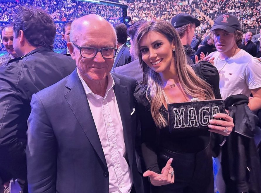 DC_Draino's tweet image. Trump’s lawyer @AlinaHabba was at the UFC fight on Saturday and check out her necklace

FJB