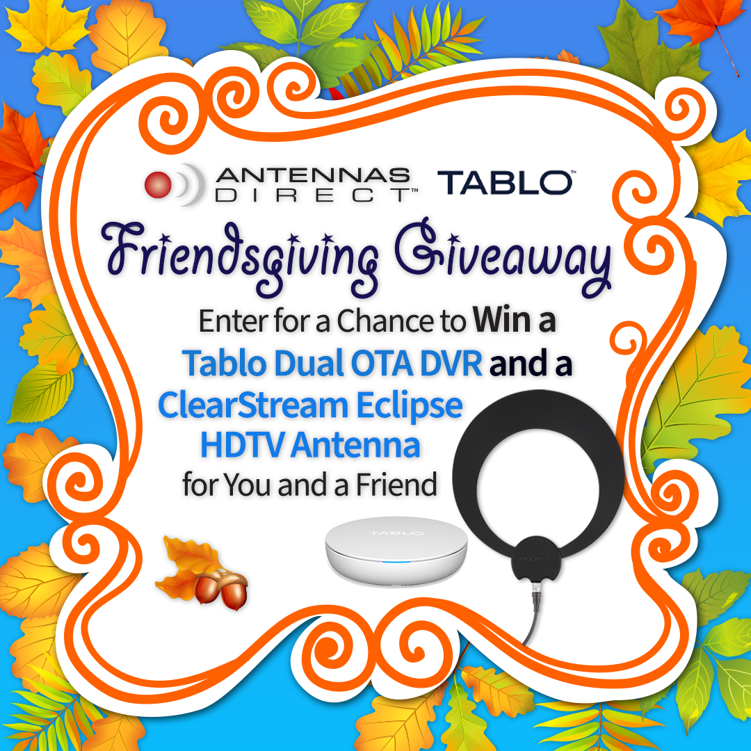 Antennasdirect's tweet image. Enter for a chance to win a @TabloTV OTA DVR and a ClearStream Eclipse Amplified #TVantenna for you AND a friend! 

This is a $300 prize and we will be choosing TWO winners!
 
Our #Friendsgiving #Giveaway runs until 11/17

ENTER TO WIN: antennasdirect.com/friendsgiving-…