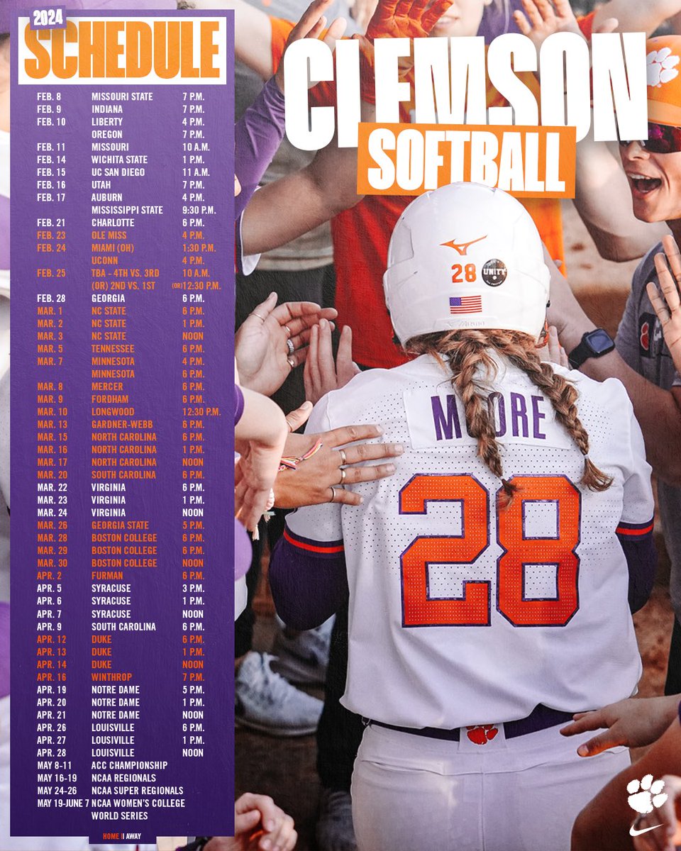 Giving our fans what they want 🥎

The 2024 schedule is SET ➡ clemsontigers.com/2024-softball-…