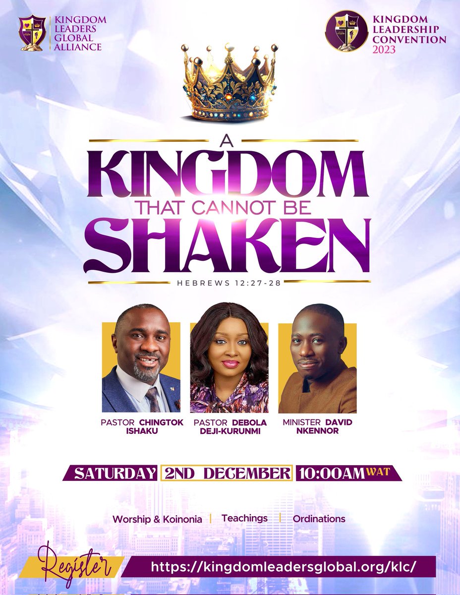 Oyindamolarmi's tweet photo. We are in a defining time in history, and we must be equipped for it. Join me at KLC 2023 on Dec 1-2, a vital gathering to prepare God's End Time Army. Learn more here: https://t.co/qXf5wD8oya
#KingdomLeadershipConvention2023
#KLC2023
#KLC23
#KingdomLeaders
#KGA https://t.co/OZWKSlTvAe
