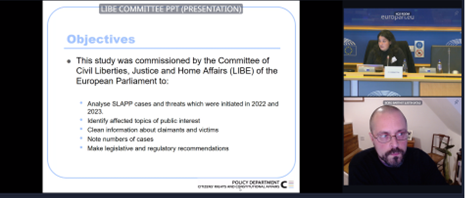 JustinBBarthet's tweet photo. Thank you @EP_Justice for inviting @FM_Farrington and I to present our study on SLAPPs today. 

As @RamonaStrugariu, @jeroen_lenaers and others noted in discussion, it's essential that an anti-SLAPP Directive provide strong remedies for all SLAPPs with cross-border implications. https://t.co/vgMQ2L7U23