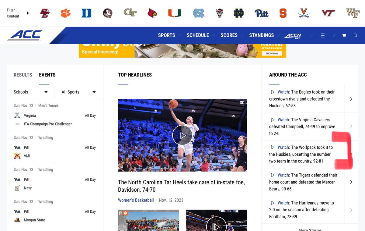 Interesting what the ACC considers “Top Headlines” vs “Around the ACC” 🤣🤷‍♀️