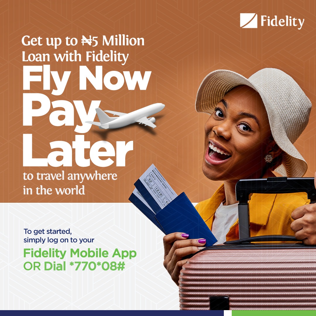 Take a trip to your dream destination and pay later! Get up to N5 Million when you request on our Mobile App or Via *770*08#. This plan is available to salary earners. Tap the link in bio to open a salary account with us! #WeAreFidelity #TheLifestyleBank #FlyNowPayLater