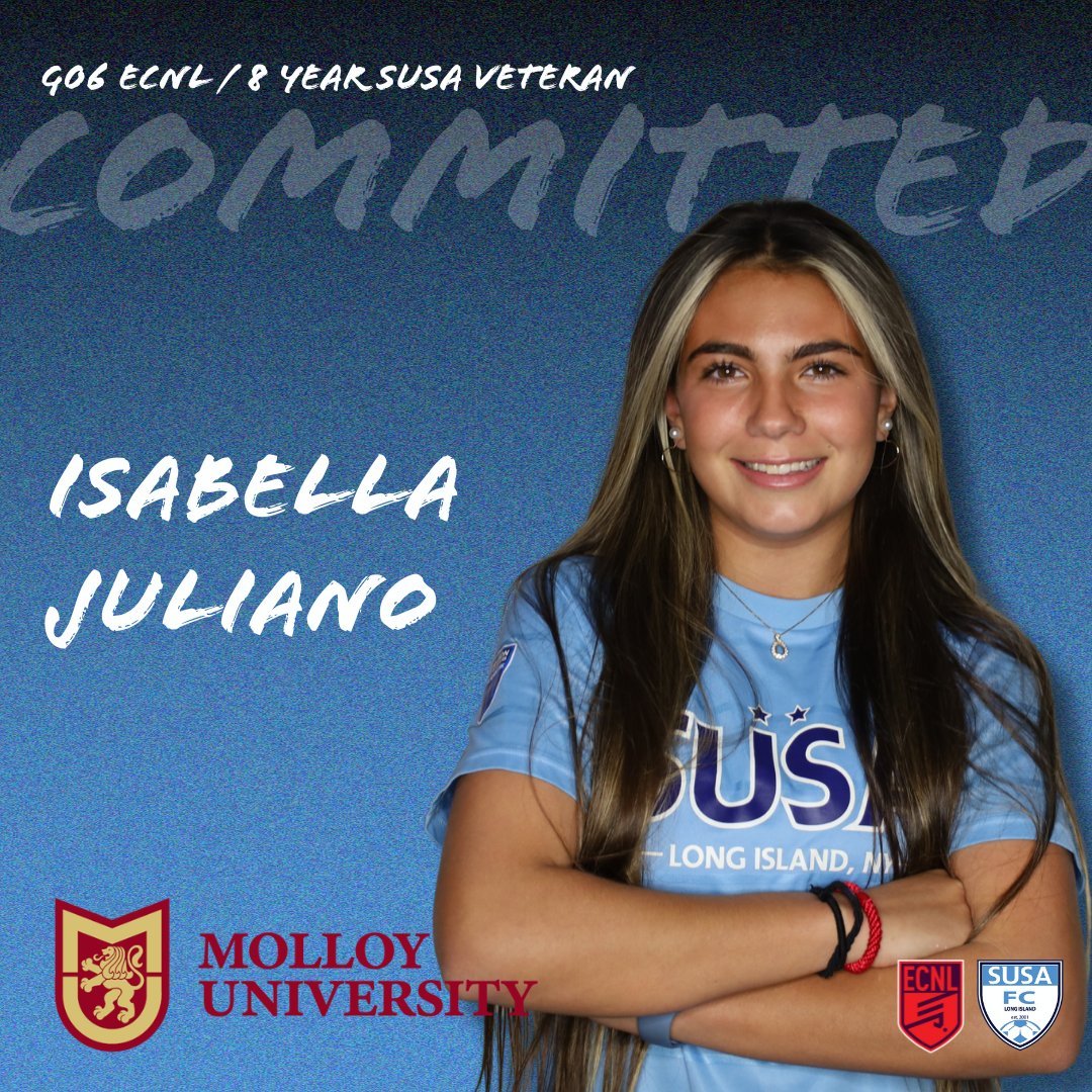 susa_academy's tweet image. 8-year SUSA veteran Isabella Juliano, Girls 06 ECNL, has committed to play soccer at Molloy University, where she will continue both her academic and athletic career. We cannot wait to see great things from Bella at Molloy! #srcommit @Molloy_WSoccer @ECNLgirls @Sports_Recruits