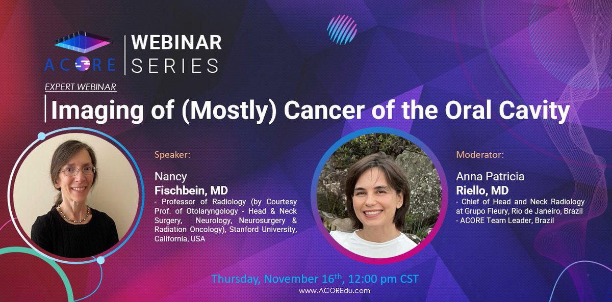 Academy of Online Radiology Education (@acoredu) on Twitter photo Webinar Reminder! 📢⏱️
Time is running out, only 3 days left until our next webinar! 👥Take advantage of this great opportunity to learn more about "Imaging of Cancer of the Oral Cavity" from our esteemed speaker Dr. <a href="/nancyfstanford/">Nancy Fischbein</a> 🙌.
Whether you’re a beginner or an experienced Webinar Reminder! 📢⏱️
Time is running out, only 3 days left until our next webinar! 👥Take advantage of this great opportunity to learn more about "Imaging of Cancer of the Oral Cavity" from our esteemed speaker Dr. <a href="/nancyfstanford/">Nancy Fischbein</a> 🙌.
Whether you’re a beginner or an experienced