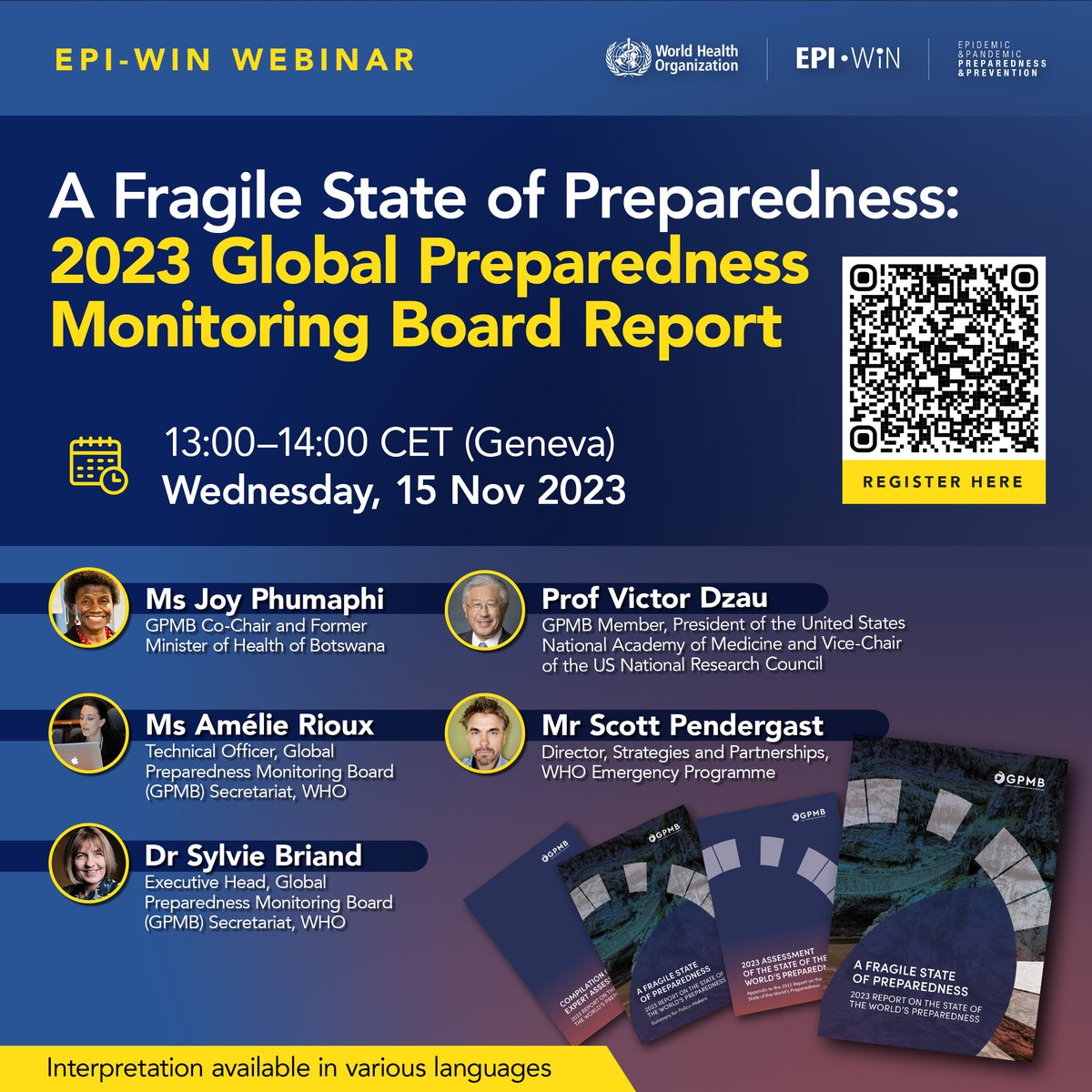 join us on Wednesday 15 November for the #EPIWIN webinar 'what's new in #pandemic preparedness'