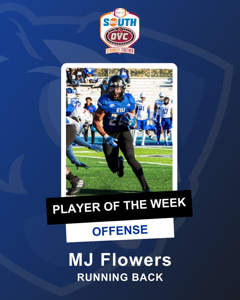 Not 1 but 2 @BigSouthOVCFB Player’s of the Week! Jacob Horvath - Special Team Player of the Week 🏈 Two 50+ yard punts 📍 2 pinned inside the 20 MJ Flowers - Offensive Player of the Week 🏈 201 rushing yards 4️⃣ TDs #WeNotMe | #BleedBlue