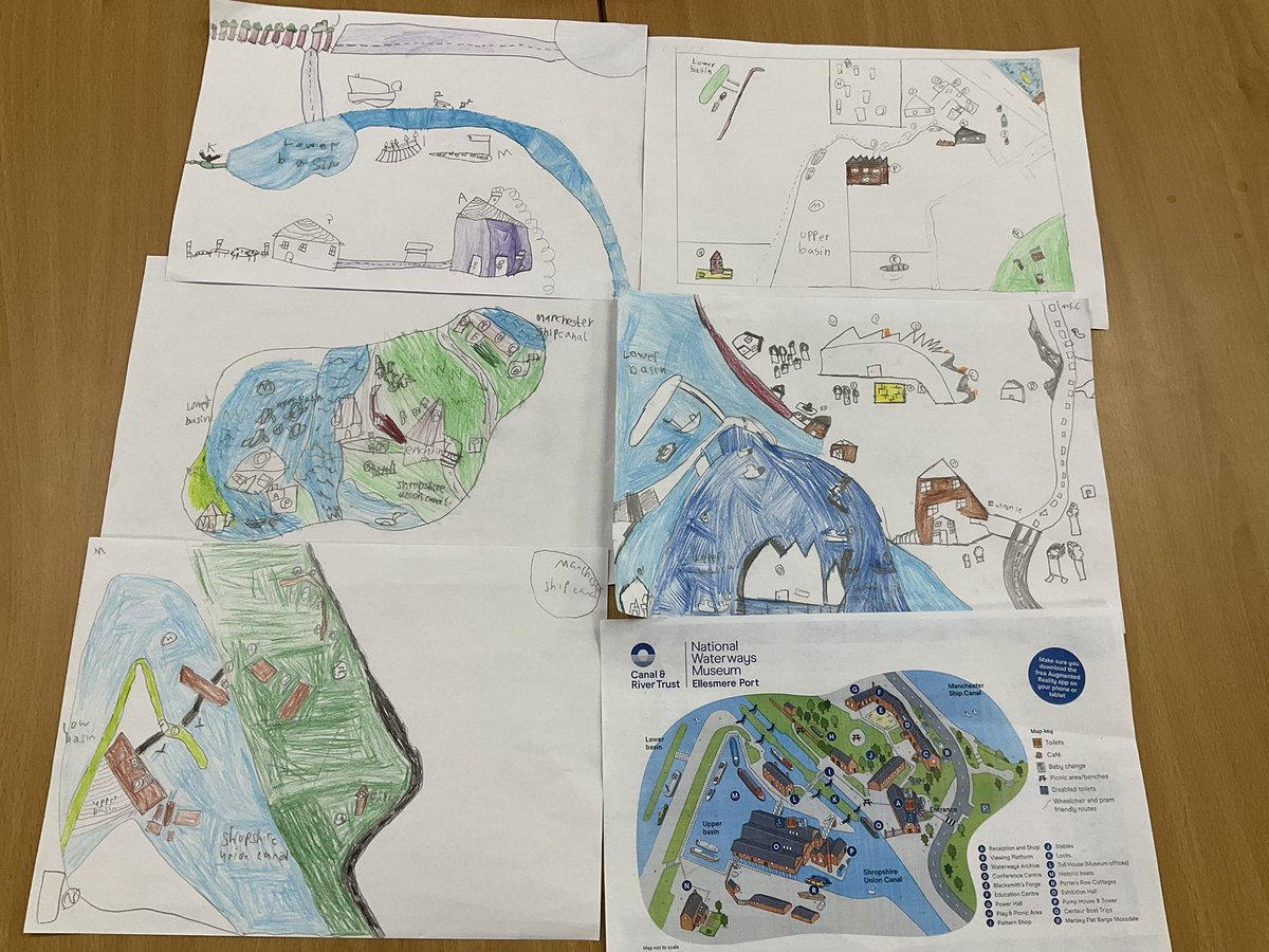 StBernardsep's tweet photo. Look at the amazing maps created by T2 following our visit to the Boat Museum. They looked closely at the shape and position of the different features. Well done. #stbGeography https://t.co/UJJzP2ruRn