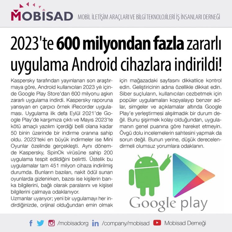 Yeni bir araştırmaya göre, Android kullanıcıları bu yıl Google Play Store’dan 600 milyondan fazla kötü amaçlı uygulamayı cihazlarına indirdi. 

#mamireyiziniz #bodrum #turkeyphotooftheday #hayatinrenkleri #hayatavizordenbakanlar #tagsforhearts #photographers_tr #durdur_zamanı