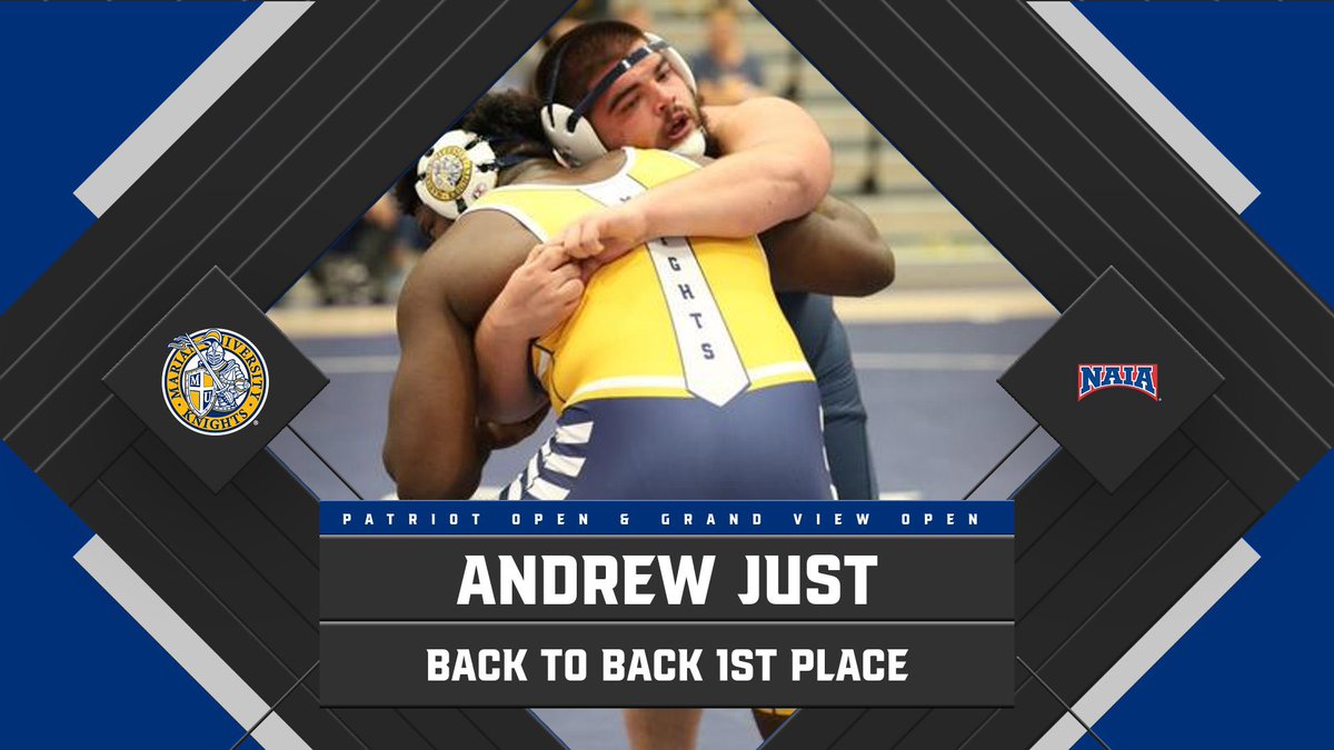MarianWrestle's tweet photo. Congrats to freshman Andrew Just for winning back to back titles to start the season! Andrew won the FR/SO division of the Patriot Open last week, followed by a 1st place finish in the FR/SO division of the Grand View open on Saturday! https://t.co/sdD7MnKZ6S