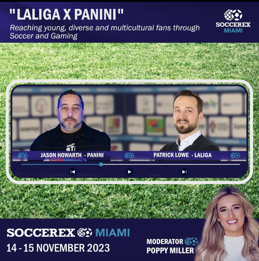Looking forward to seeing those attending <a href="/soccerex/">Soccerex</a> ⚽️ &amp; speaking with Patrick Lowe &amp; <a href="/_poppymiller/">Poppy Miller</a> about how <a href="/paniniamerica/">Panini America</a> markets to multicultural fans through <a href="/LaLigaEN/">LALIGA English</a> US &amp; gaming! #laliga #sportsmarketing #sportslicensing #sportsbiz #panini #whodoyoucollect