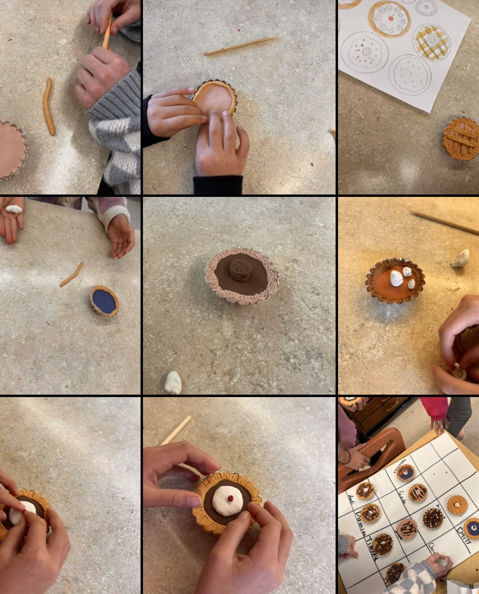 MtViewArtRoom's tweet photo. Welcome to the art room bakery with 4th grade!! We’re so excited to send these mini clay pies home next week!🥧 https://t.co/Aq2iHKeUJf