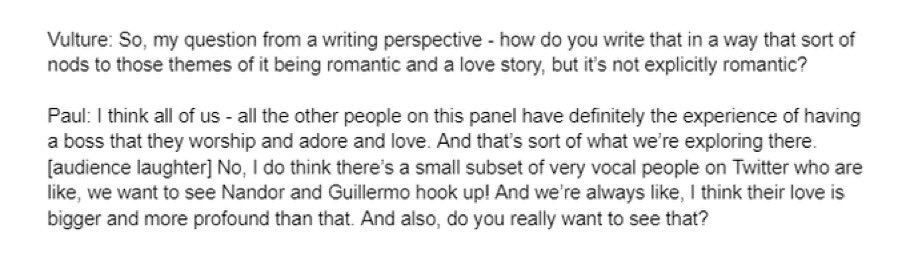 Nandor and Guillermo is this kind of ascendant, deeper-than-romantic kind of love—kind of like how you love your boss. An experience we all have.