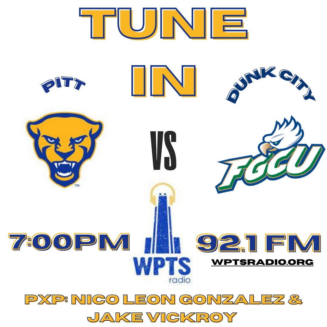 WPTSSports's tweet photo. Tune in tonight as @nicoLGPGH and @jvickroy22 take you live to the Pete as Pitt Men's Basketball takes on FGCU at 7PM! https://t.co/MsPTKAtC8E