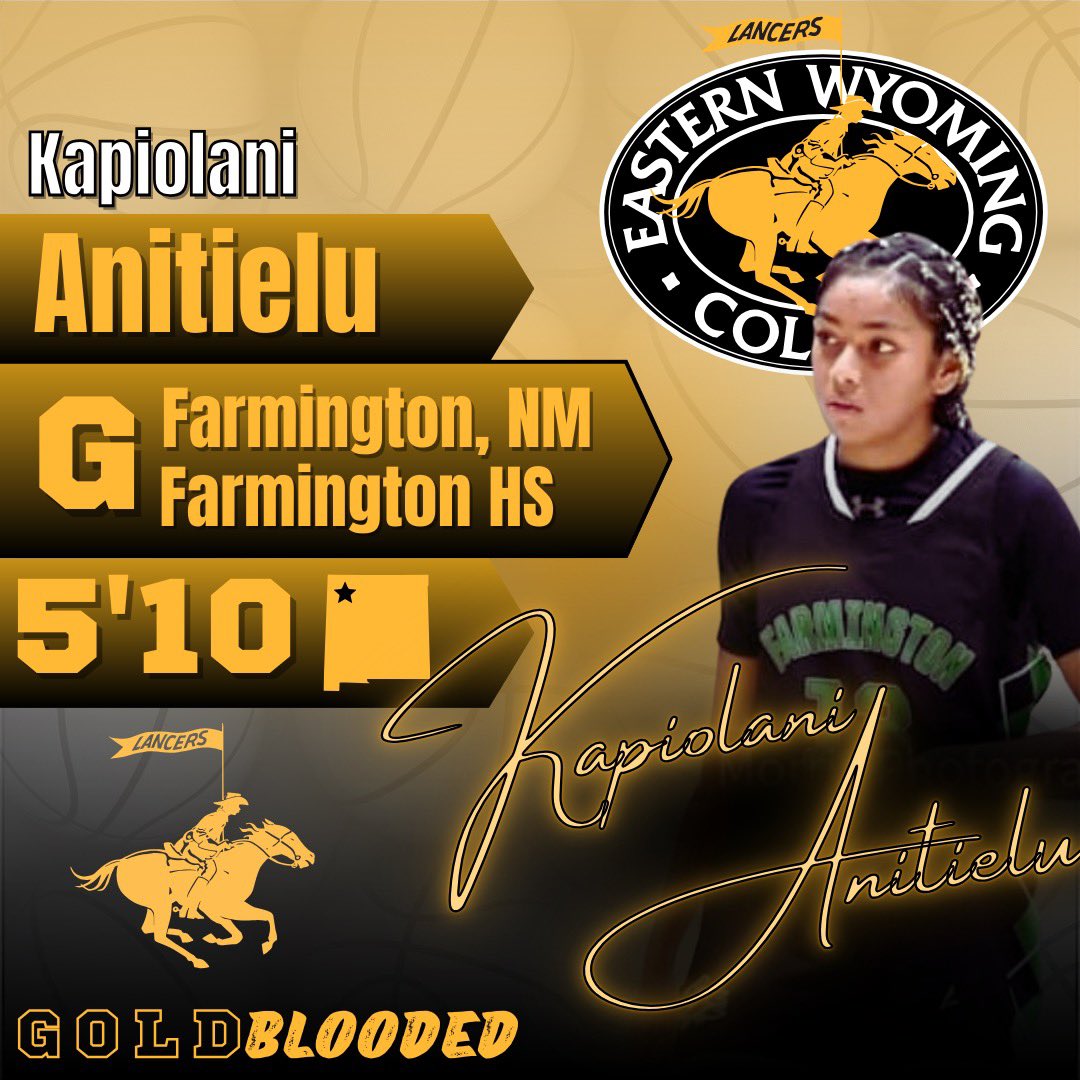 ewclancer_wbb's tweet photo. Welcome to the Lancer Family @kapiolaniAniti1! Sugar will be joint EWC from Farmington, NM. She is a versatile player who can score at multiple levels! She will be a great fit for our program! #GOLDBlooded https://t.co/cRF1WvBon1